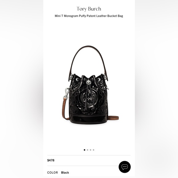 Tory Burch black patent leather bucket bag with handle and long strap EXCELLENT! - Picture 2 of 5